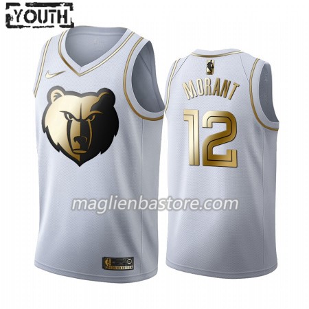 Maglia NBA Memphis Grizzlies Ja Morant 12 Nike 2019-20 Bianco Golden Edition Swingman - Bambino